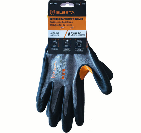 EAC550 A5 Cut Resistant Gloves - Premium Safety Work Gloves with Nitrile Coating