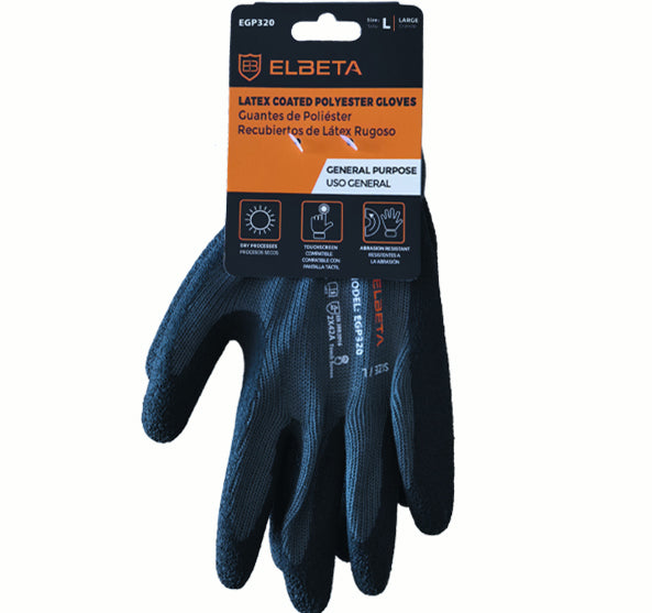 EGP320 Latex Coated Polyester Work Gloves - Maximum Grip for Rough & Wet Surfaces