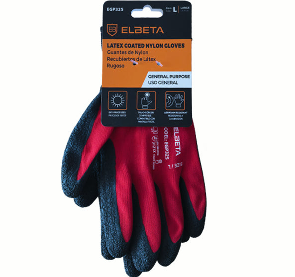 EGP325 Latex Coated Nylon Work Gloves - Lightweight Grip for Wet & General Work