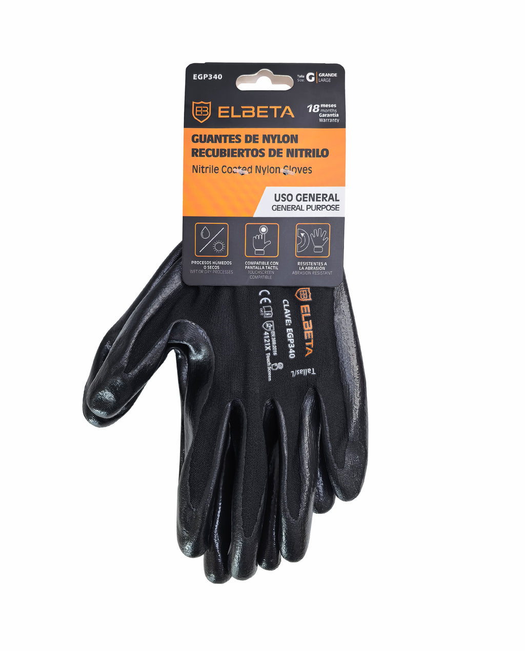 EGP340 Nitrile Coated Nylon Work Gloves - Superior Grip for Wet & Oily Conditions